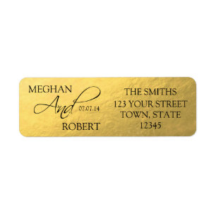 Faux Gold Foil Enregistrer la date Mariée Groom Ad