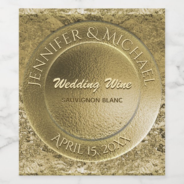 Faux Gold Foil Étiquette à vin personnalisé (Étiquettes simples)