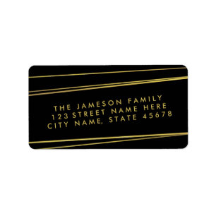 Faux Gold Foil Étiquette de adresse / Noir