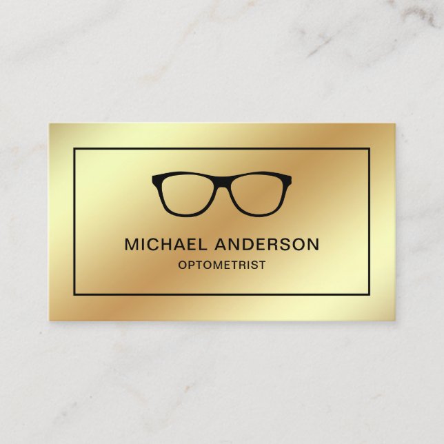 Faux Gold Foil Eyeglasses Eye Doctor Optometrist Business Card (Front)