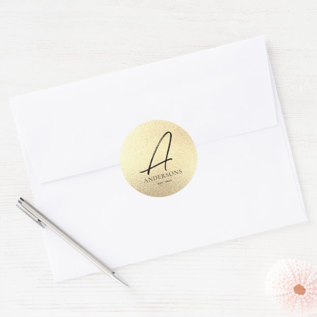 Faux Gold Foil Family Name Sticker (Envelope)