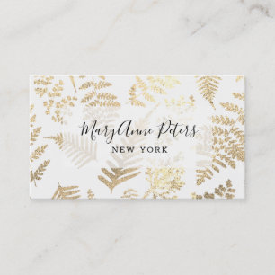 faux gold foil ferns pattern business card