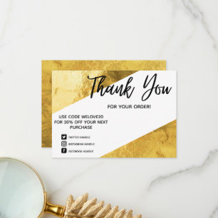 Faux Gold Foil Geometric Media Insert  Thank  Than You Card