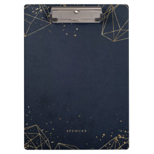 Faux Gold Foil Geometric Polygons Personalized Clipboard