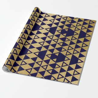Faux Gold Foil Geometric Triangle Pattern Wrapping Paper