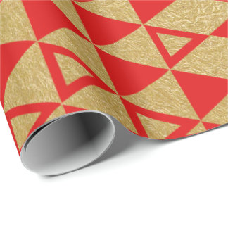 Faux Gold Foil Geometric Triangle Pattern Wrapping Paper