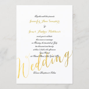 Faux Gold Foil Glamour Wedding Invitation