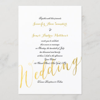 Faux Gold Foil Glamour | Wedding Invitation