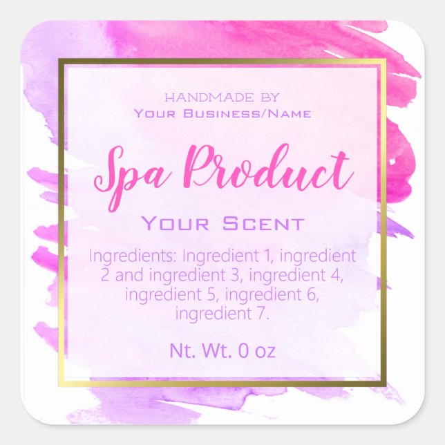 Faux Gold Foil Handmade Spa Product Small Business Square Sticker (Front)