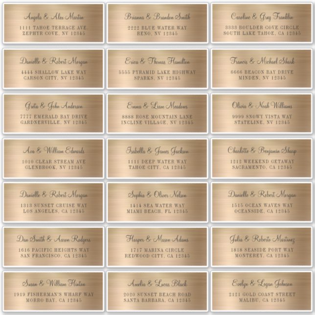 Faux Gold Foil Individual Wedding Address Labels (Front)
