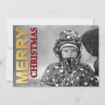 Faux Gold Foil Joyeux Carte photo de Noël