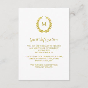 Faux Gold Foil Laurel Wreath Guest Information Enclosure Card