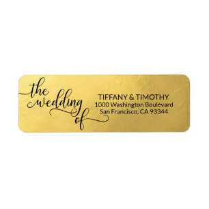 Faux Gold Foil LE MARIAGE DE L'Adresse de retour