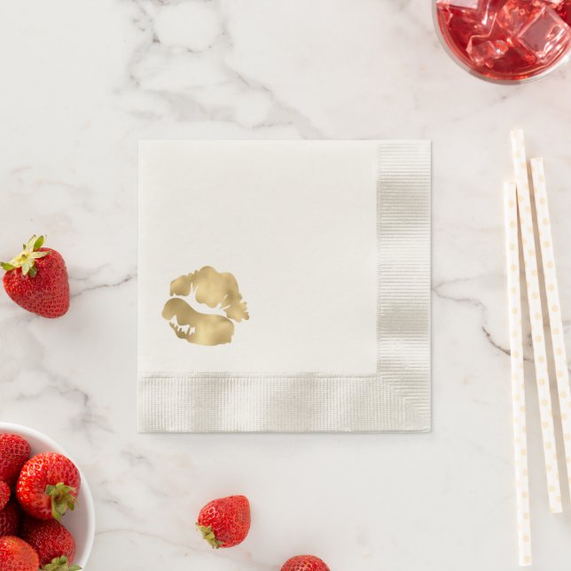 Faux Gold Foil Lipstick Kiss Napkin (Insitu)