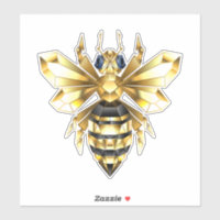 Faux Gold Foil Logo Bee Polygonal on Black