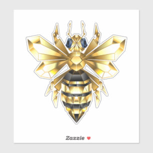 Faux Gold Foil Logo Bee Polygonal on Black