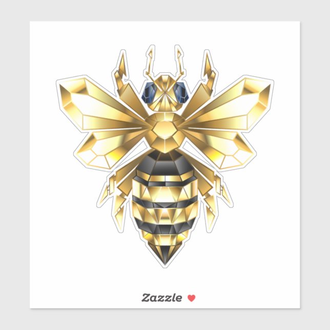 Faux Gold Foil Logo Bee Polygonal on Black (Sheet)