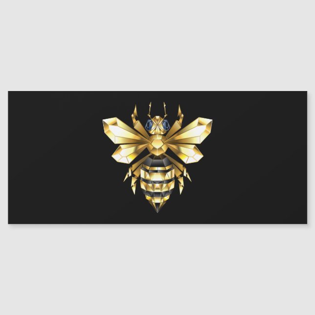 Faux Gold Foil Logo Bee Polygonal on Black (Front)