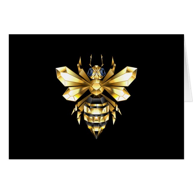 Faux Gold Foil Logo Bee Polygonal on Black (Front Horizontal)