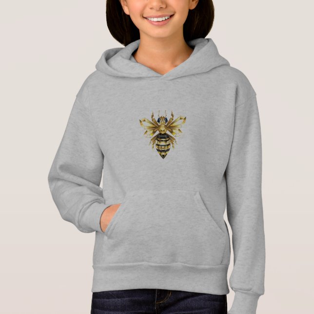 Faux Gold Foil Logo Bee Polygonal on Black (Front)