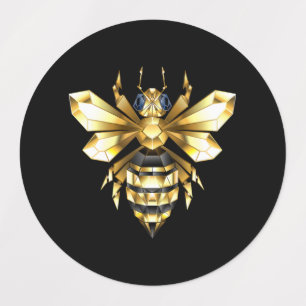Faux Gold Foil Logo Bee Polygonal on Black