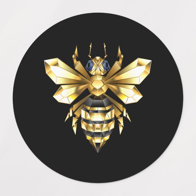 Faux Gold Foil Logo Bee Polygonal on Black (Design 1)