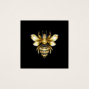 Faux Gold Foil Logo Bee Polygonal on Black