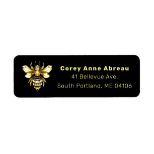 Faux Gold Foil Logo Bee Polygonal on Black