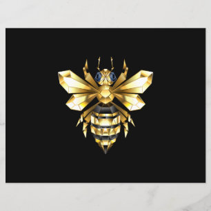 Faux Gold Foil Logo Bee Polygonal on Black