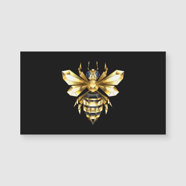 Faux Gold Foil Logo Bee Polygonal on Black (Front)