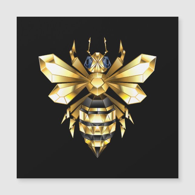 Faux Gold Foil Logo Bee Polygonal on Black (Front)