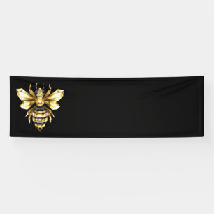 Faux Gold Foil Logo Bee Polygonal on Black Banner