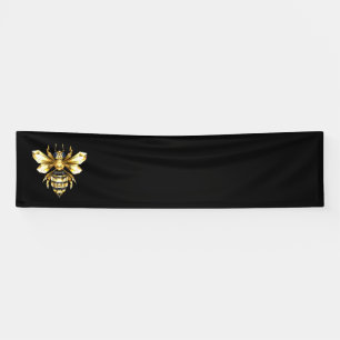 Faux Gold Foil Logo Bee Polygonal on Black Banner