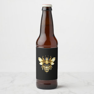 Faux Gold Foil Logo Bee Polygonal on Black Beer Bottle Label
