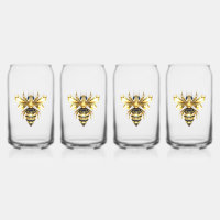 Faux Gold Foil Logo Bee Polygonal on Black