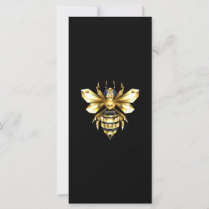 Faux Gold Foil Logo Bee Polygonal on Black Card