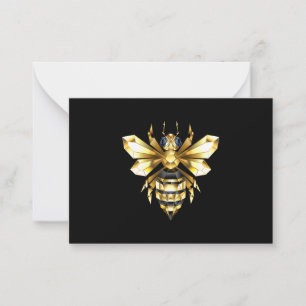 Faux Gold Foil Logo Bee Polygonal on Black Card