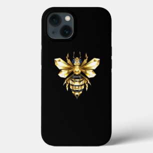 Faux Gold Foil Logo Bee Polygonal on Black iPhone 13 Case