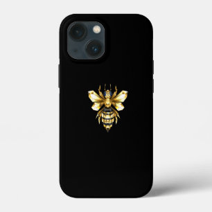 Faux Gold Foil Logo Bee Polygonal on Black iPhone 13 Mini Case