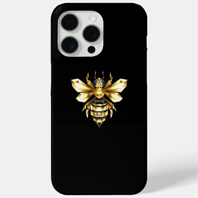 Faux Gold Foil Logo Bee Polygonal on Black Case-Mate iPhone Case (Back)