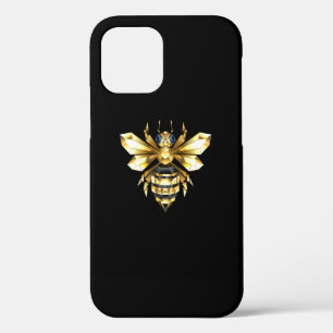 Faux Gold Foil Logo Bee Polygonal on Black iPhone 12 Case