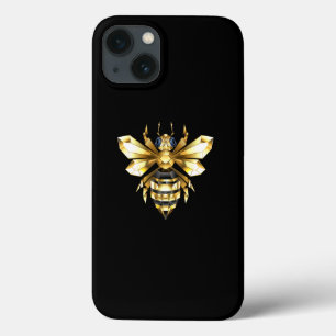 Faux Gold Foil Logo Bee Polygonal on Black iPhone 13 Case