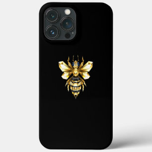 Faux Gold Foil Logo Bee Polygonal on Black iPhone 13 Pro Max Case