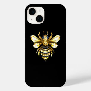 Faux Gold Foil Logo Bee Polygonal on Black Case-Mate iPhone 14 Case