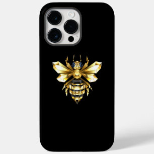 Faux Gold Foil Logo Bee Polygonal on Black Case-Mate iPhone 14 Pro Max Case