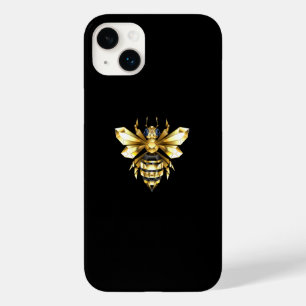 Faux Gold Foil Logo Bee Polygonal on Black Case-Mate iPhone 14 Plus Case