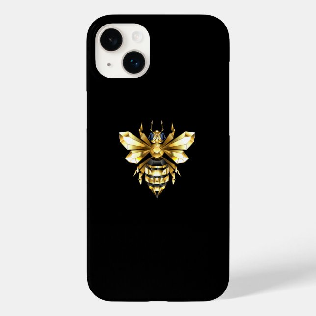 Faux Gold Foil Logo Bee Polygonal on Black Case-Mate iPhone Case (Back)