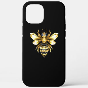 Faux Gold Foil Logo Bee Polygonal on Black iPhone 12 Pro Max Case