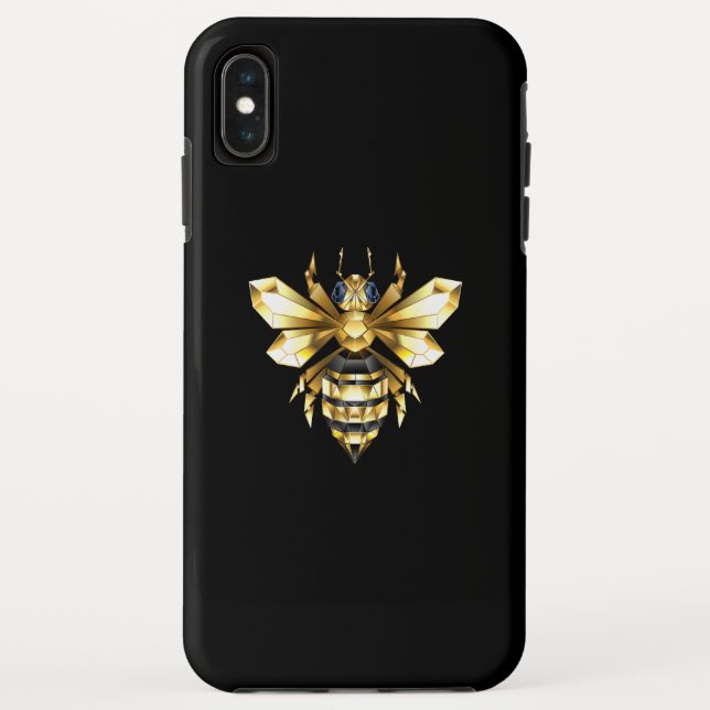 Faux Gold Foil Logo Bee Polygonal on Black Case-Mate iPhone Case (Back)