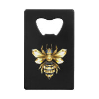 Faux Gold Foil Logo Bee Polygonal on Black